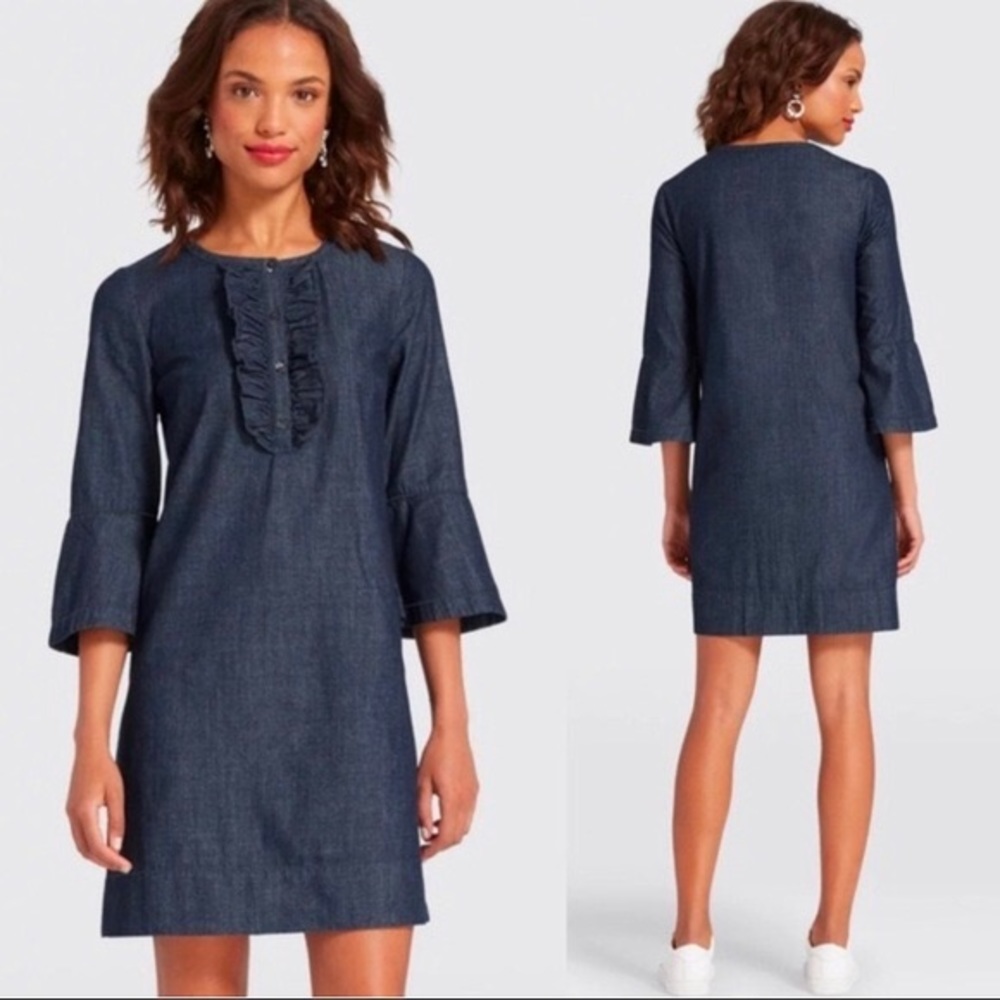 Draper James Chambray Ruffle Dress Size 10